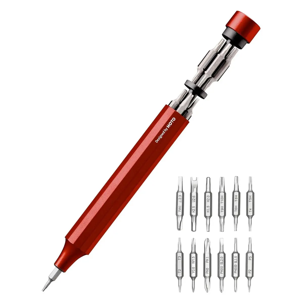 Hoto Manual Precision Screwdriver Pen Pocket Tool (Red) 1