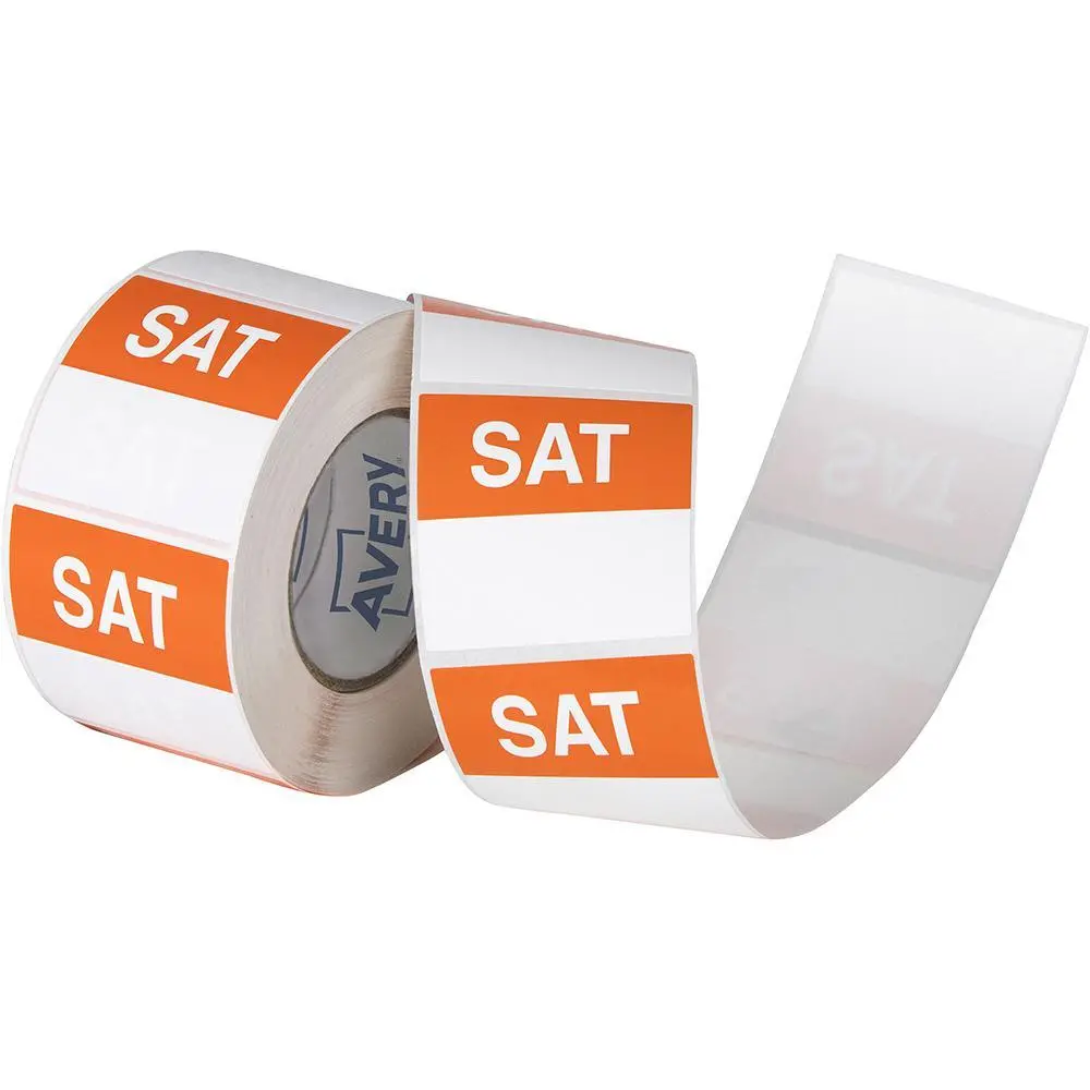 Avery 937341 Removable Day Label Saturday 40×40Mm Orange/White Box 500 1