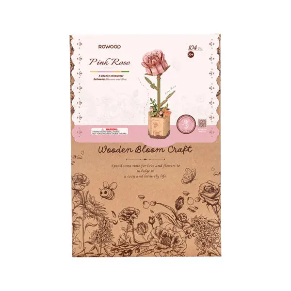 Robotime Wood Bloom Pink Rose 2