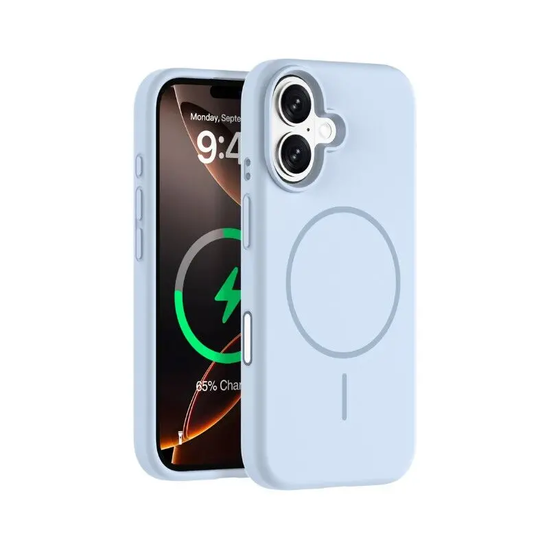 Ishield Ultra Magsafe Liquid Silicon Snap Case Iphone 16 Sky Blue 1