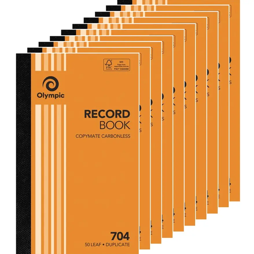 Olympic 10 Pack 704 Duplicate Record Book Carbonless 50 Leaf Bulk 1