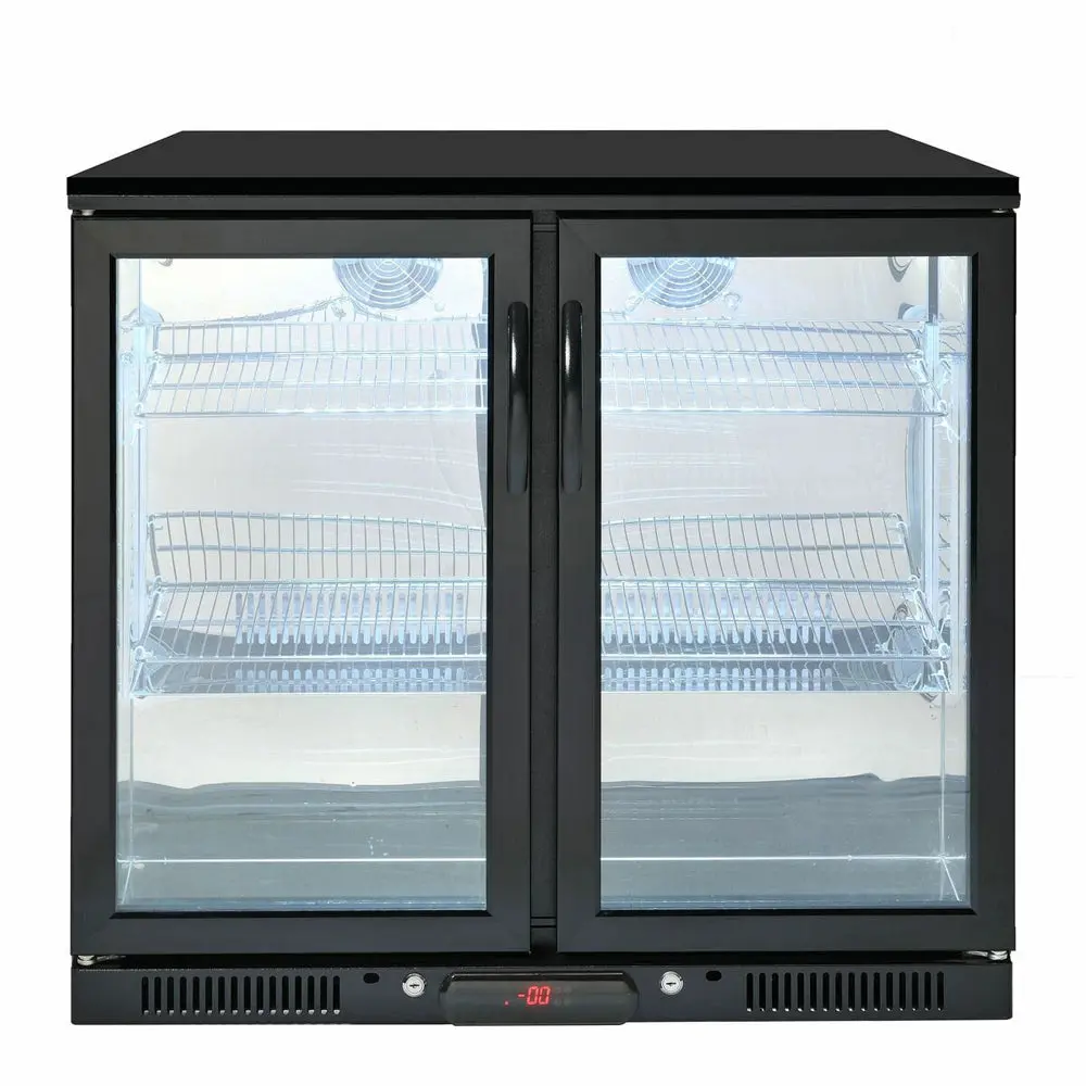 Crossray Double Door Led Outdoor Fridge 208L Beverage/Drink Cooler Black 1