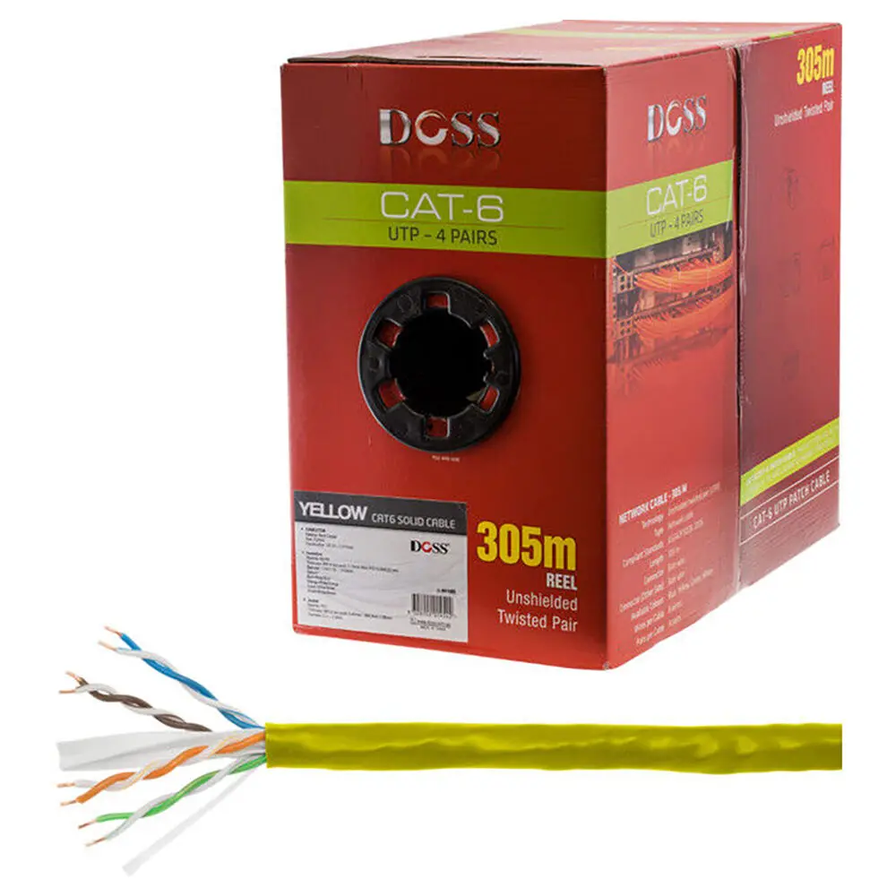 Doss Cat6 Solid Utp 4-Pair Lan Cable 305M (Yellow) 1