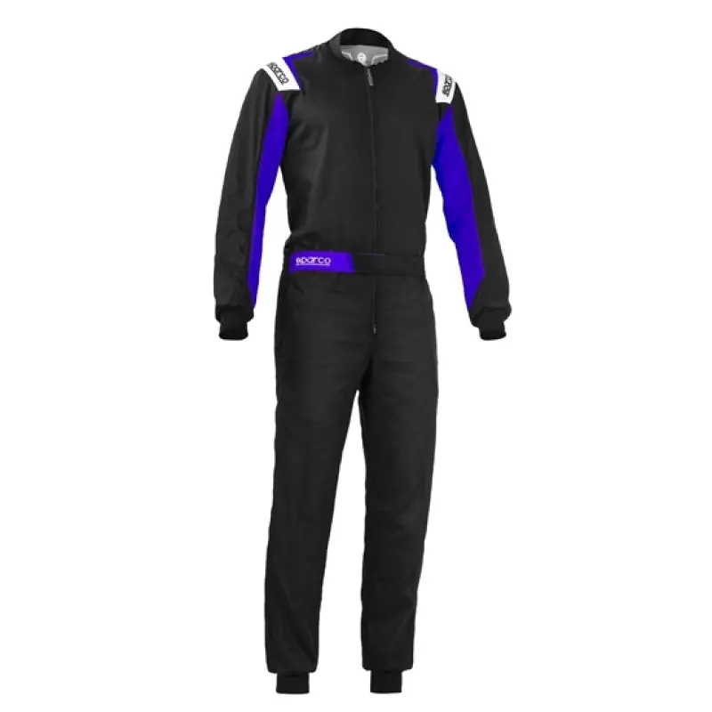Sparco Rookie Racing Suit – Large Size, Black/Blue Flame-Resistant Nomex Construction 1