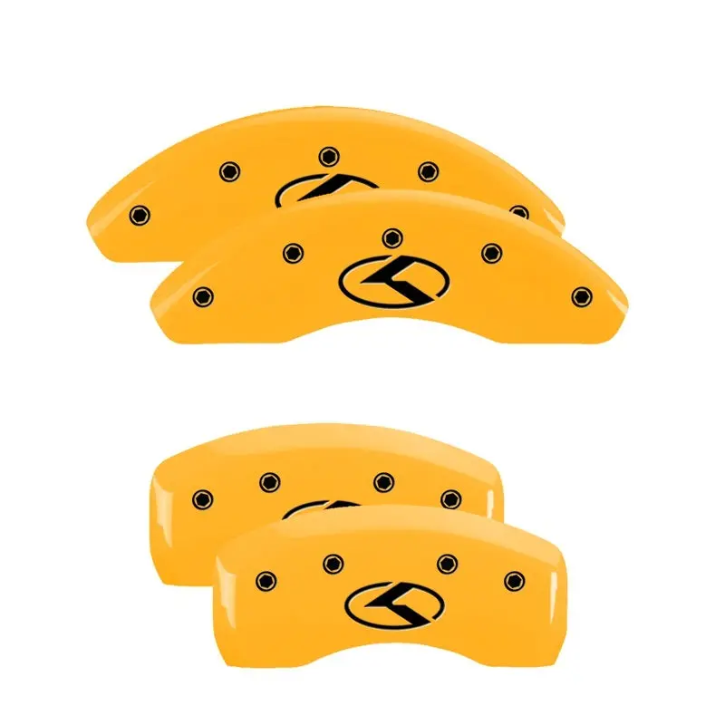 Mgp Engraved 4-Piston Caliper Covers For 2011 Kia Borrego – Yellow Finish With Black Charcoal Accents 1