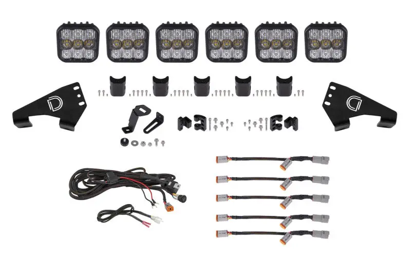 Diode Dynamics Crosslink Roof Light Bar Kit – White Combo Beam For 2020–Present Polaris Rzr Ss5 Sport 1