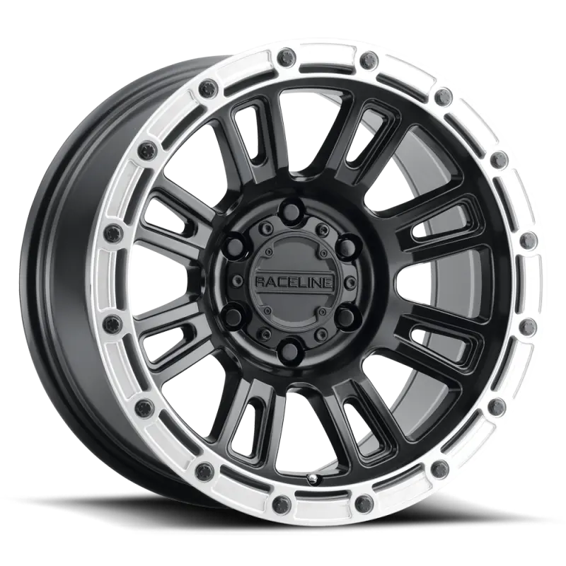 Raceline 956Bs Compass 17X9In / 6X139.7 Bp / -12Mm Offset / 106.1Mm Bore - Black & Silver Lip Wheel 1