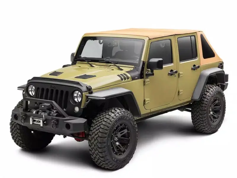 Rugged Ridge Voyager Frameless Soft Top For 2007–2018 Jeep Wrangler Jku — Tan Fastback Design 1