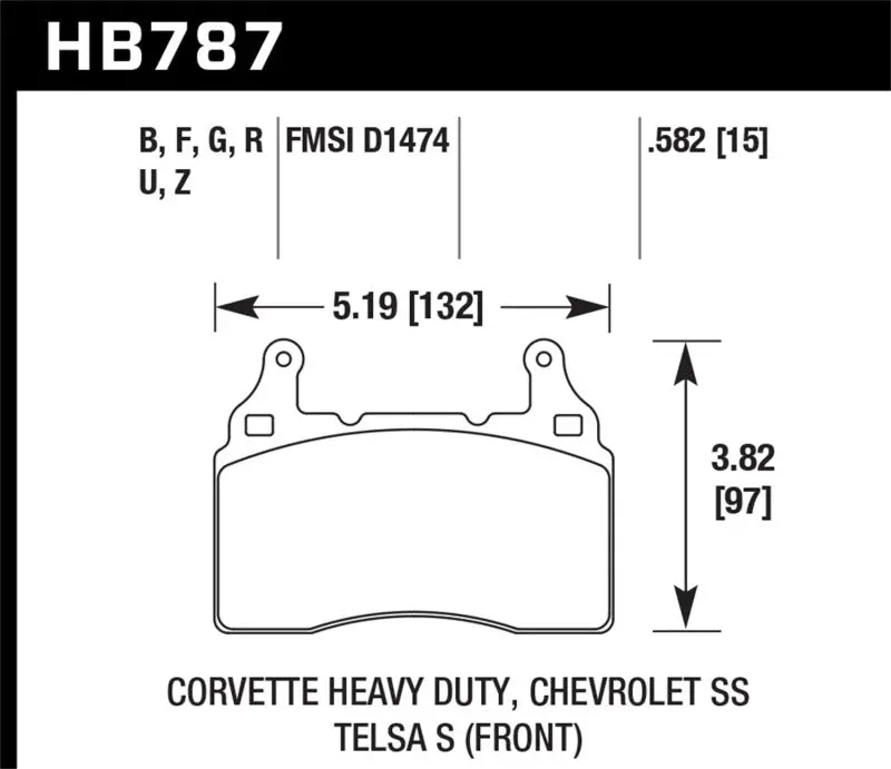 Hawk Dtc-60 Race Brake Pads For 2015–2017 Chevrolet Corvette Z51 — Front Axle Specific 1