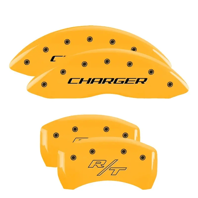 Mgp Engraved 4-Piston Caliper Covers – Yellow Finish With Black Char, Fits 2007 Dodge Charger (Front & Rear) 1