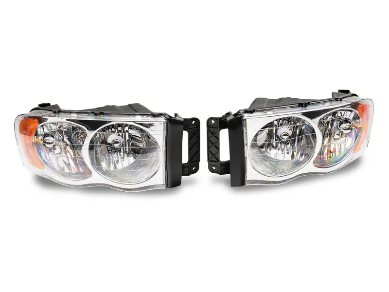 Raxiom Oem-Style Replacement Headlights For 2002–2005 Dodge Ram 1500 – Axial Series With Chrome Housing And Clear Lens 1