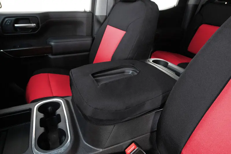 Covercraft Endura Precisionfit Seat Covers For 2018–2024 Mercedes Sprinter — Front Row, Red/Black Colorway 1