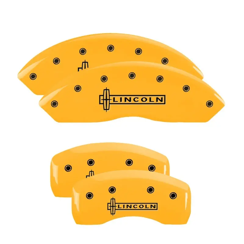 Mgp Engraved Caliper Covers: Front & Rear For Lincoln, Yellow Finish With Black Accent 1
