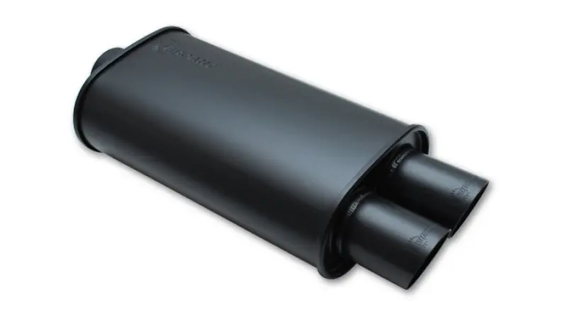 Streetpower Flat Black Oval Exhaust Muffler – Dual 3In Outlets, 3In Inlet Id 1