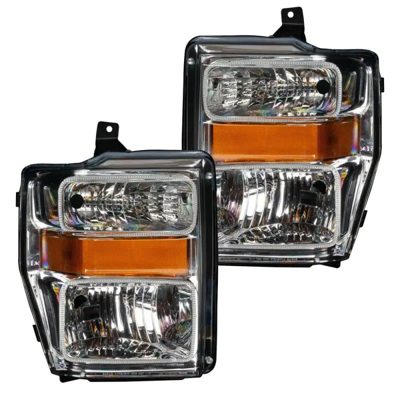 Oracle Halo Headlights For 2008–2010 Ford F-250 — Chrome Housing With Colorshift Leds And Bc1 Controller 1