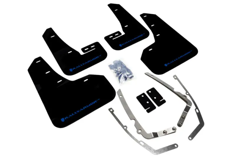 Rally Armor Ur Mud Flaps For 2015–2021 Vw Golf/Gti/Tsi – Black With Blue Logo 1