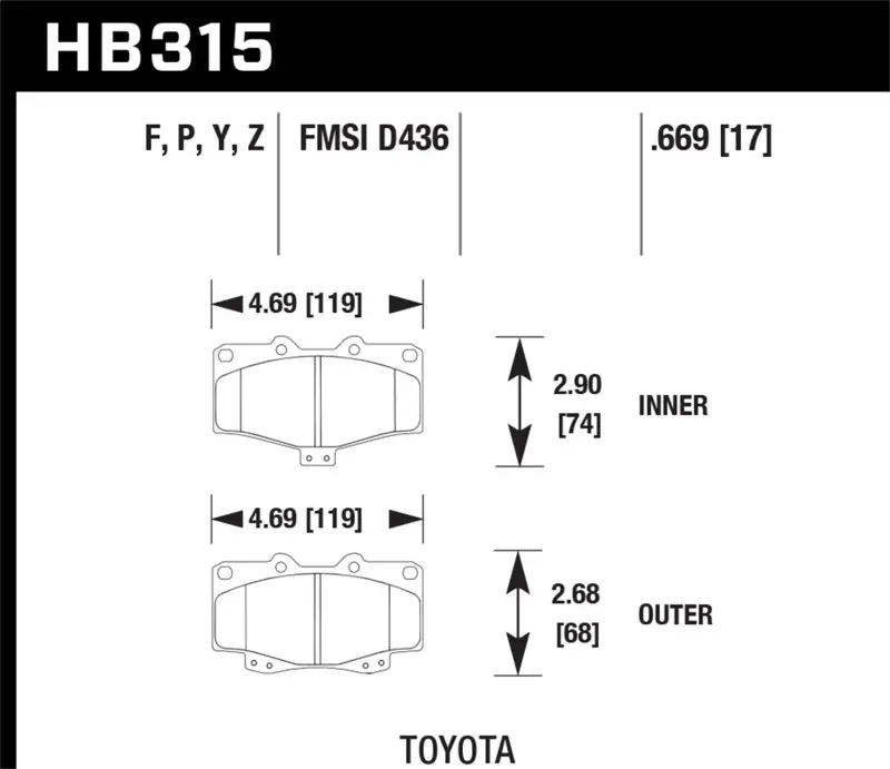 Hawk High-Performance Street Brake Pads For 1995–1998 Toyota Tacoma – Front Axle 2