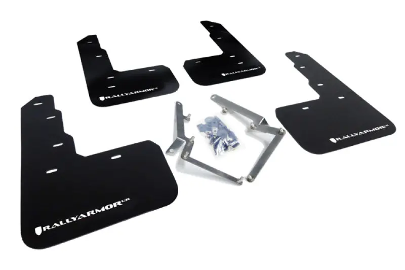Rally Armor Ur Mud Flaps For 2017–2021 Honda Civic Type R – Black, Laser-Cut With White Embossed Logo 1