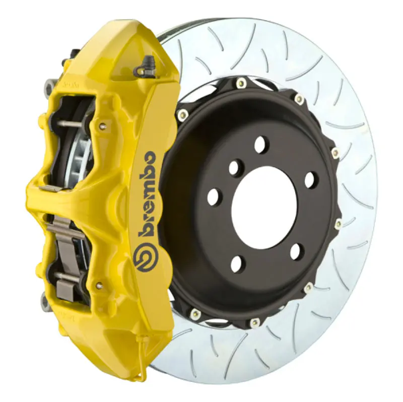 Brembo Gt Big Brake Kit – Front, 6-Piston Calipers, 380X34Mm Slotted Two-Piece Rotors, Yellow Finish (2012–2018 Audi A6 2.0T) 1