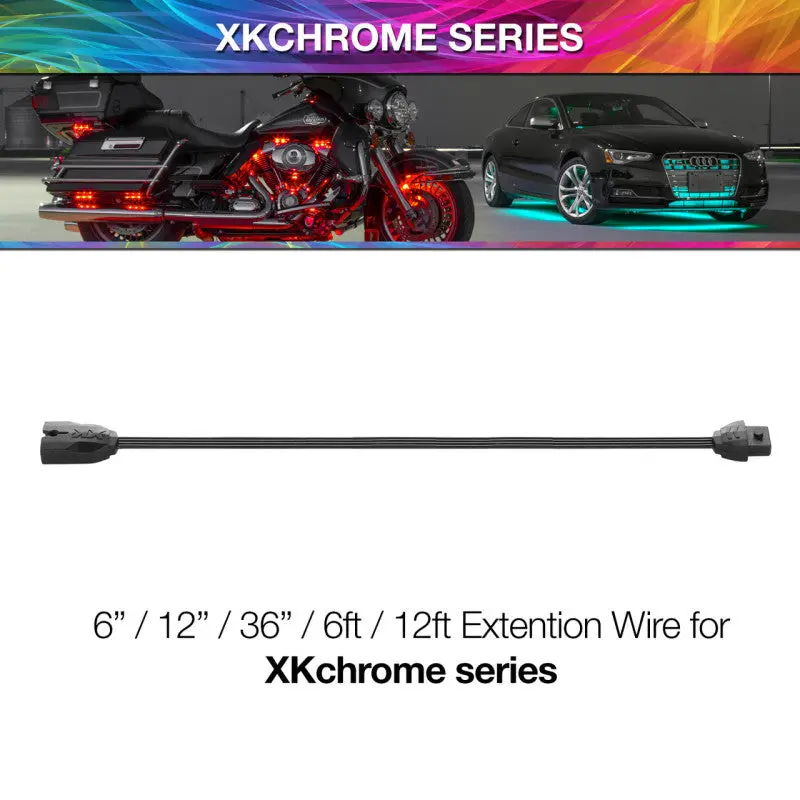 Xkchrome 12-Foot 4-Pin Glow Extension Cable For 7-Color Led Lighting Systems 1