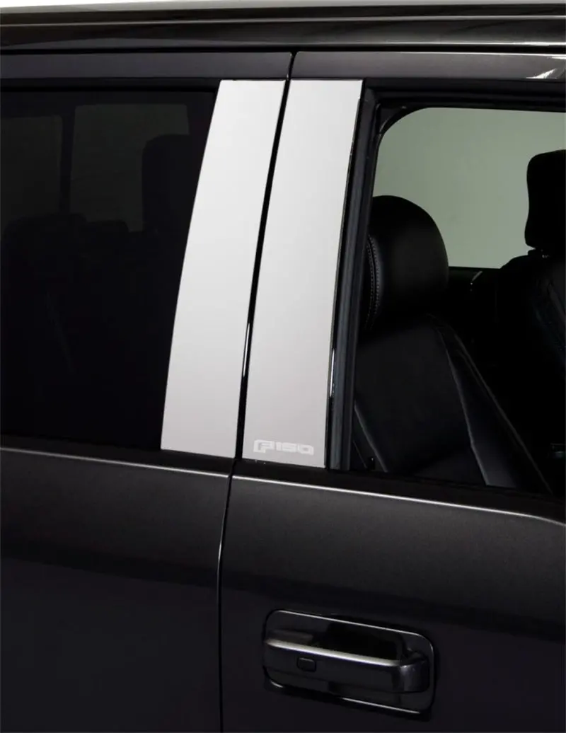 Putco Stainless Steel Pillar Post Trim With Ford Branding For 2008–2016 Ford Super Duty Crew Cab — 4-Piece Classic Kit 1