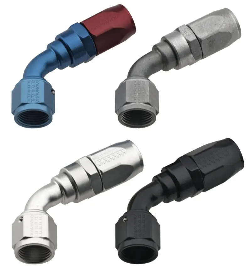 Fragola -6An 60° Power Flow Hose End – Black Anodized Aluminum Fitting 1