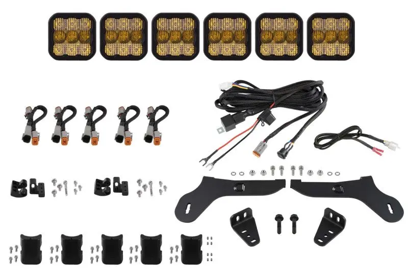 Diode Dynamics Ss5 Grille Light Bar Kit For 2017–2020 Ford Raptor — Sport Yellow Crosslink Combo 1