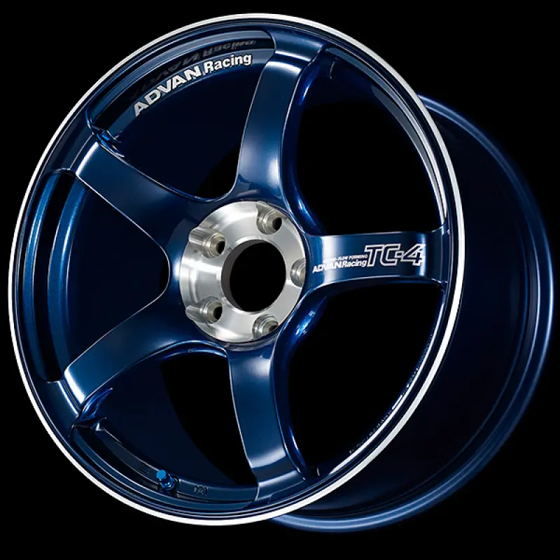 Advan Tc-4 Se Racing Wheel — 18X10.5 Inches, +15 Offset, 5X114.3, 73Mm Center Bore, Indigo Blue & Diamond-Cut Face 1